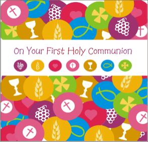 first holy communion card symbolic design