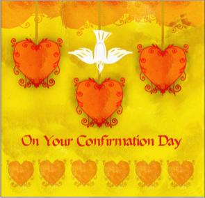 confirmation card holy spirit dove and hearts