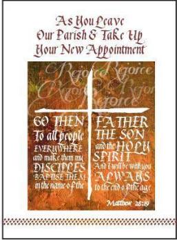 priest leaving card calligraphy design